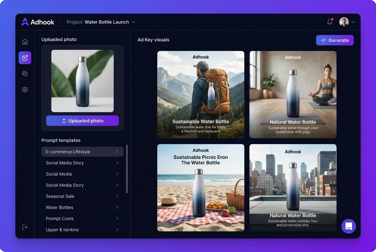 Adhook AI creative generation interface