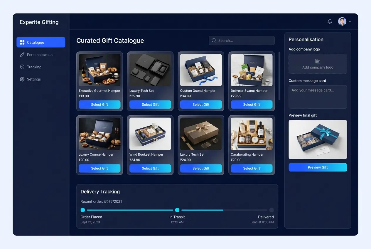 Experite Gifting platform interface